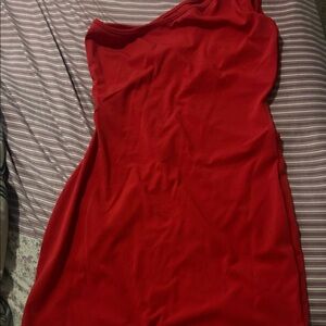 Elegant Red One-Shoulder Dress
